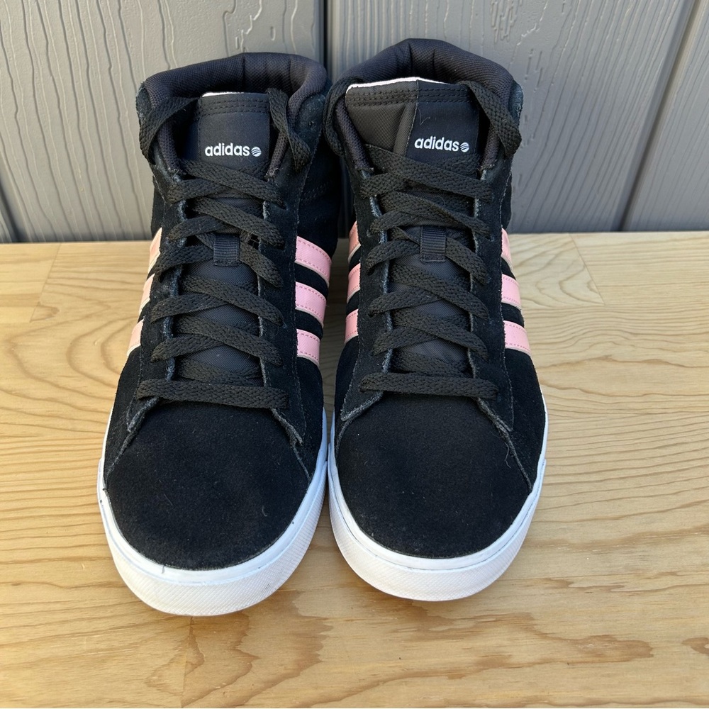 Adidas Neo Mid Shoes Black with Pink Stripes Women’s Size 8 Lace Up F39220 - Picture 3 of 9